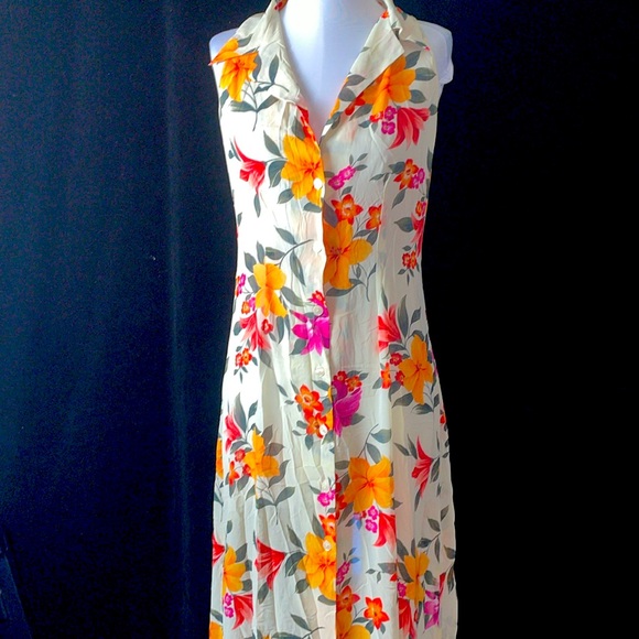 Women’s VICTORIA’S SECRET VINTAGE Floral Button-Down Semi-Sheer Maxi Gown Sz M - Picture 1 of 10